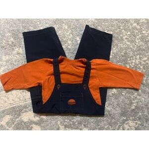 S.p.udz Overall And Shirt Set, Cheese Burger 24m Boys Vintage Retro